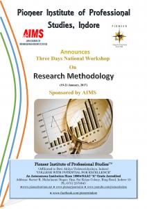 Three Days National Workshop on “Research Methodology”